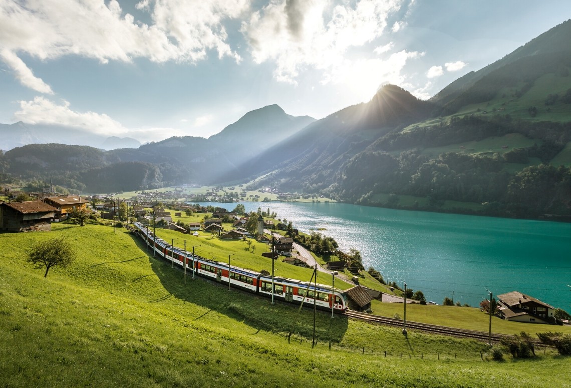 The Luzern-Interlaken Express journey offers wonderful lakes & mountains views