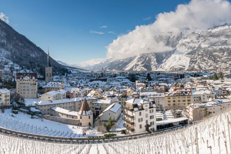 View of Chur in winter